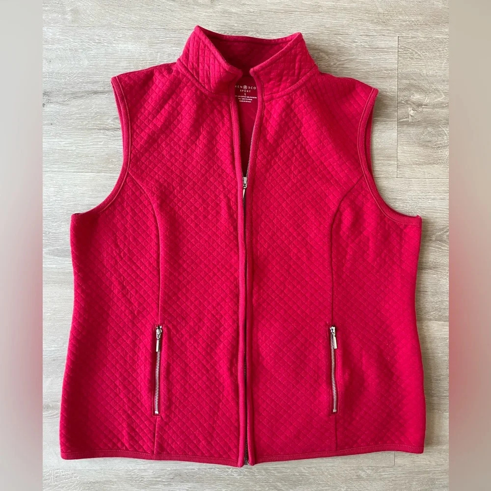 Karen Scott Sport Woman Red vest with zipper SZ L